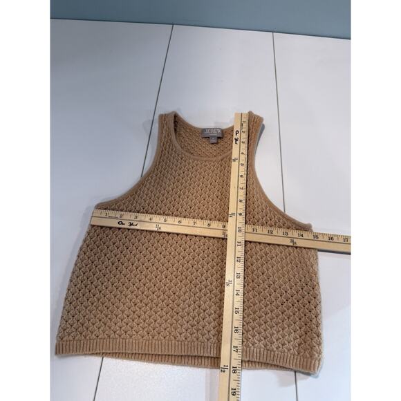 J.Crew Cashmere Pointelle Tank Top Sweater Womens M Khaki Cropped Quiet Luxury - Picture 8 of 8